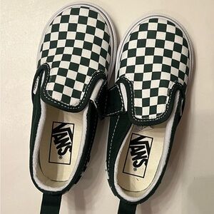 Vans Green Checkered Slip-On Sneakers - Toddler 8.5